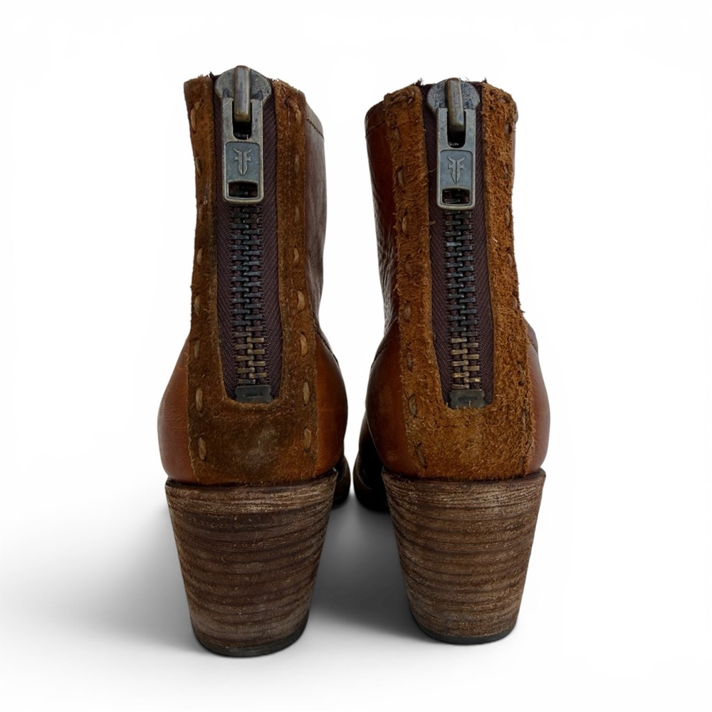 Frye Leslie Artisan Short Cognac Leather Ankle Boots Retired – Size 9 B - Picture 6 of 10